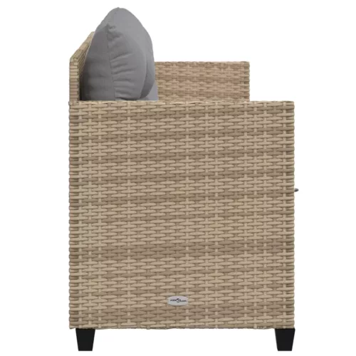  bézs polyrattan napozóágy párnával