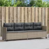  világosszürke polyrattan napozóágy párnával