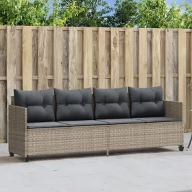  világosszürke polyrattan napozóágy párnával
