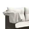  barna polyrattan napozóágy tetővel és párnával