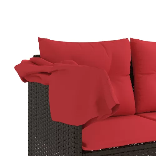  barna polyrattan napozóágy tetővel és párnával