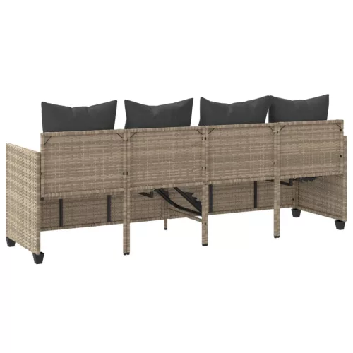  világosszürke polyrattan napozóágy párnával