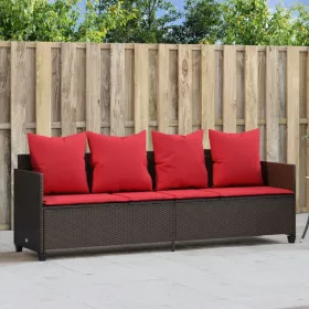 barna polyrattan napozóágy párnával
