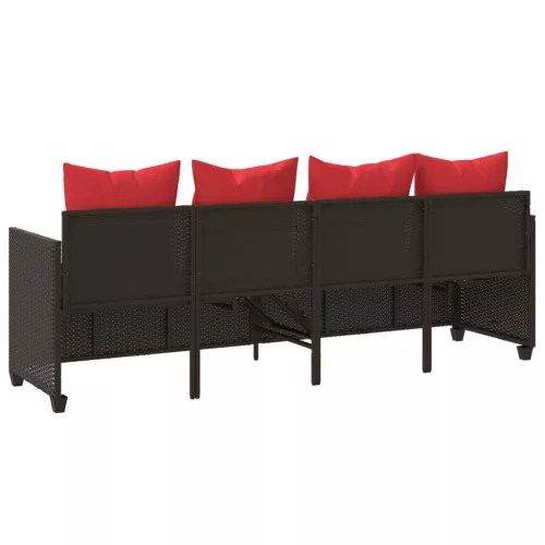  barna polyrattan napozóágy párnával