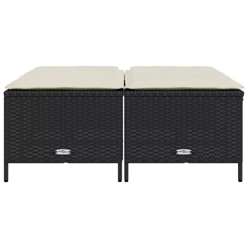  4 db fekete polyrattan kerti szék párnákkal