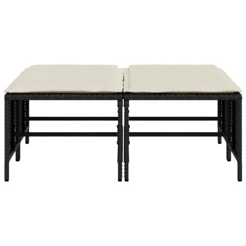  4 db fekete polyrattan kerti szék párnákkal