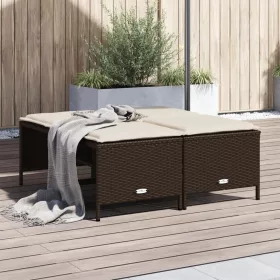  4 db barna polyrattan szék párnákkal
