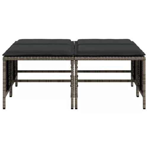  4 db szürke polyrattan kerti szék párnákkal