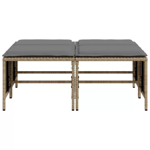  4 db bézs polyrattan kerti szék párnákkal