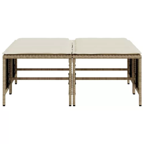  4 db bézs polyrattan kerti szék párnákkal