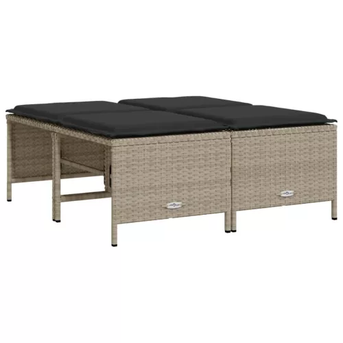  4 db világosszürke polyrattan kerti szék párnákkal