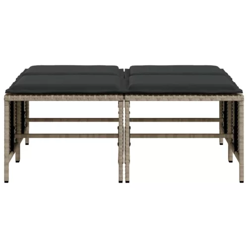  4 db világosszürke polyrattan kerti szék párnákkal