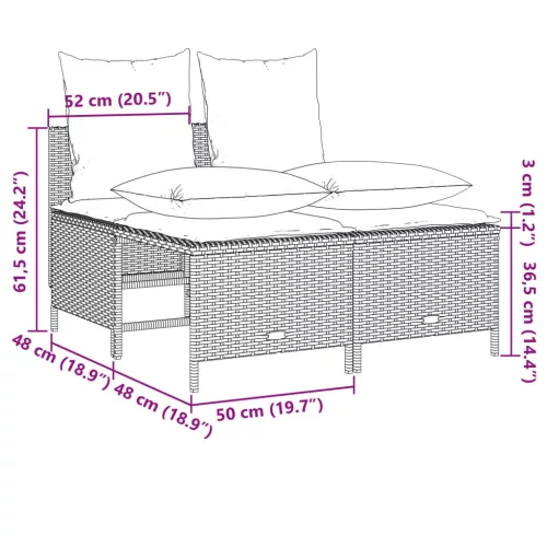  4 részes fekete polyrattan kerti ülőgarnitúra párnákkal