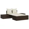  barna polyrattan dupla napozóágy párnával