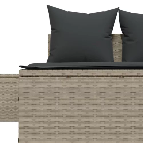  világosszürke polyrattan dupla napozóágy párnával