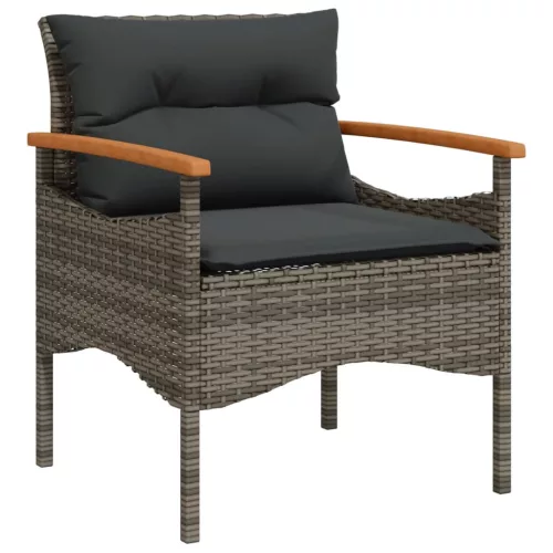  4 részes szürke polyrattan kerti ülőgarnitúra párnákkal