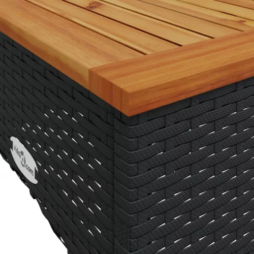  3 részes fekete polyrattan kerti ülőgarnitúra párnával