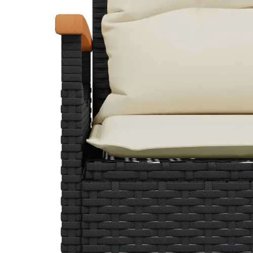  3 részes fekete polyrattan kerti ülőgarnitúra párnával