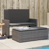  szürke polyrattan kerti pad párnával és lábtartóval