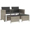  2 személyes szürke polyrattan kerti kanapé asztallal/székkel