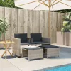  2 személyes szürke polyrattan kerti kanapé asztallal/székkel