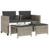  2 személyes szürke polyrattan kerti kanapé asztallal/székkel