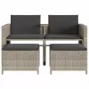  2 személyes szürke polyrattan kerti kanapé asztallal/székkel