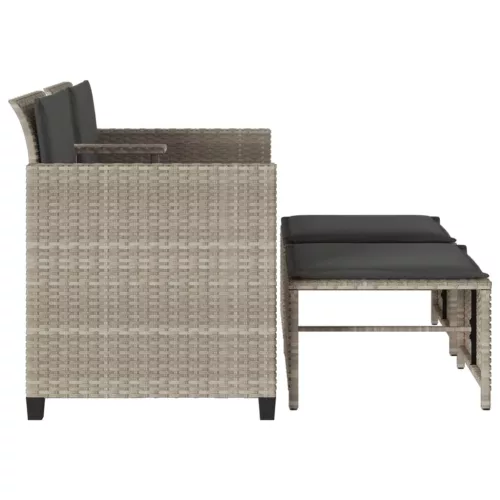 2 személyes szürke polyrattan kerti kanapé asztallal/székkel