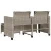  2 személyes szürke polyrattan kerti kanapé asztallal/székkel