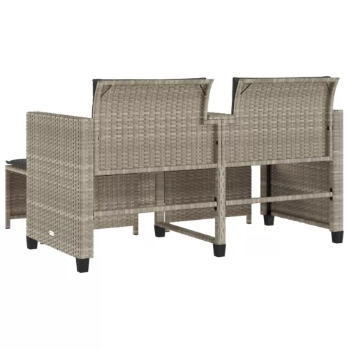  2 személyes szürke polyrattan kerti kanapé asztallal/székkel
