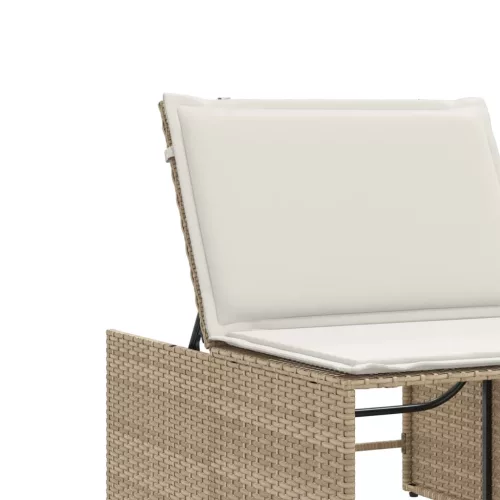  2 db bézs polyrattan napozóágy asztallal