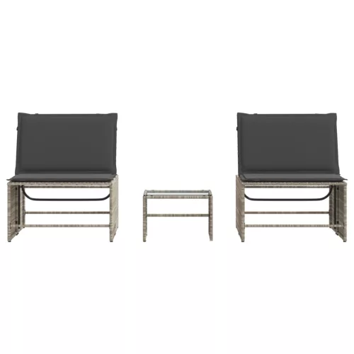  2 db világosszürke polyrattan napozóágy asztallal