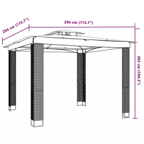  antracitszürke szövet dupla tetős pavilon 2,94 x 2,94 m