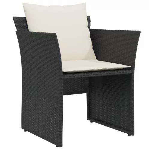  fekete polyrattan kerti szék lábtartóval