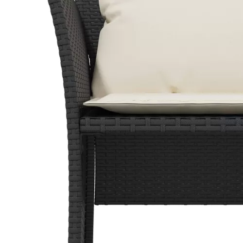  fekete polyrattan kerti szék lábtartóval