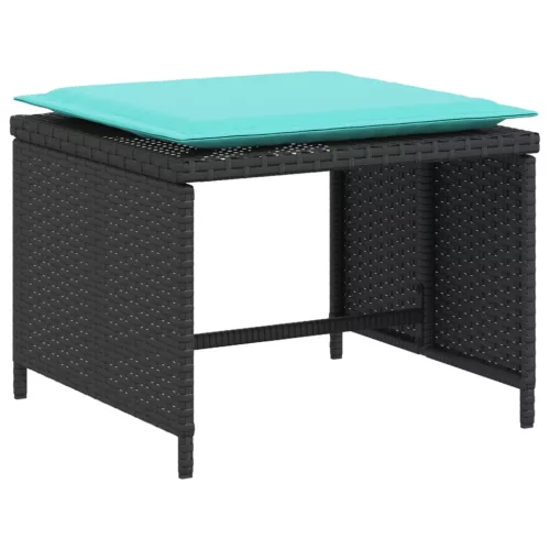  fekete polyrattan kerti szék lábtartóval