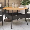  fekete polyrattan kerti asztal akácfa lappal Ø110 x 71 cm