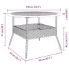  fekete polyrattan kerti asztal akácfa lappal Ø110 x 71 cm