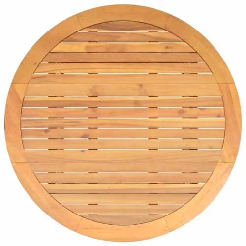  bézs polyrattan kerti asztal akácfa lappal Ø110 x 71 cm