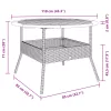  bézs polyrattan kerti asztal akácfa lappal Ø110 x 71 cm