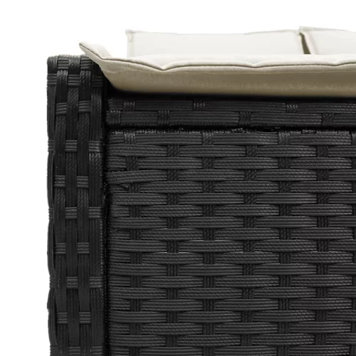  fekete polyrattan dupla napozóágy párnával