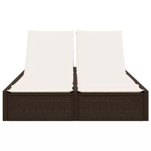  barna polyrattan dupla napozóágy párnával