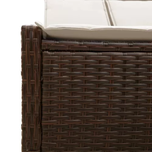  barna polyrattan dupla napozóágy párnával