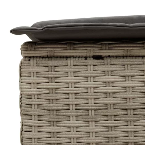  világosszürke polyrattan dupla napozóágy párnával