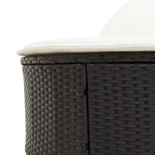  fekete polyrattan dupla napozóágy párnával
