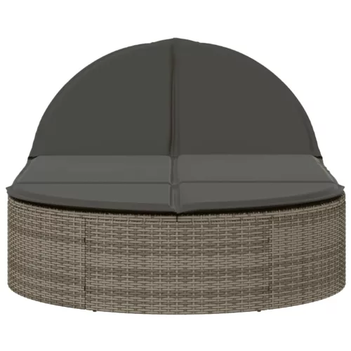  szürke polyrattan dupla napozóágy párnával