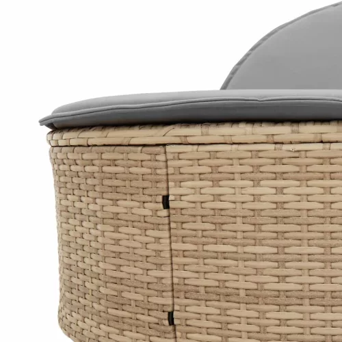  bézs polyrattan dupla napozóágy párnával