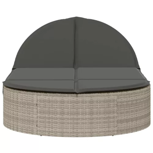  világosszürke polyrattan dupla napozóágy párnával