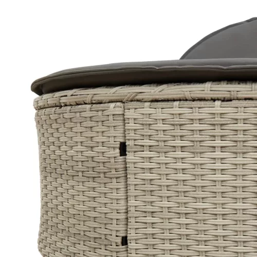  világosszürke polyrattan dupla napozóágy párnával