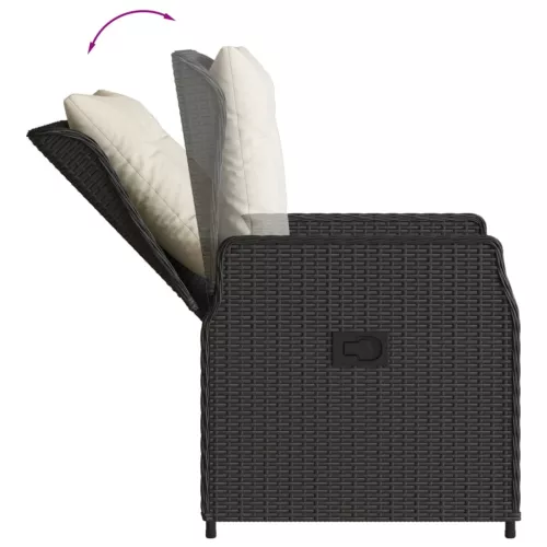  2 db fekete polyrattan dönthető kerti szék